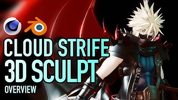 CLOUD STRIFE 3D SCULPT // C4D & Blender // 3D Process