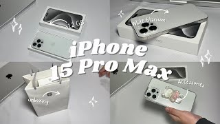 iPhone 15 pro max 512 GB (white titanium) 🤍 | unboxing + accessories