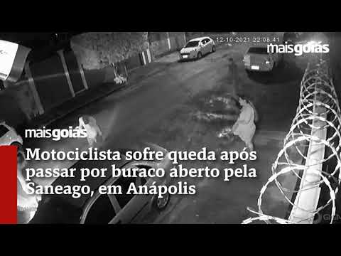 Motociclista sofre queda após passar por buraco aberto pela Saneago, em Anápolis - Mais Goiás