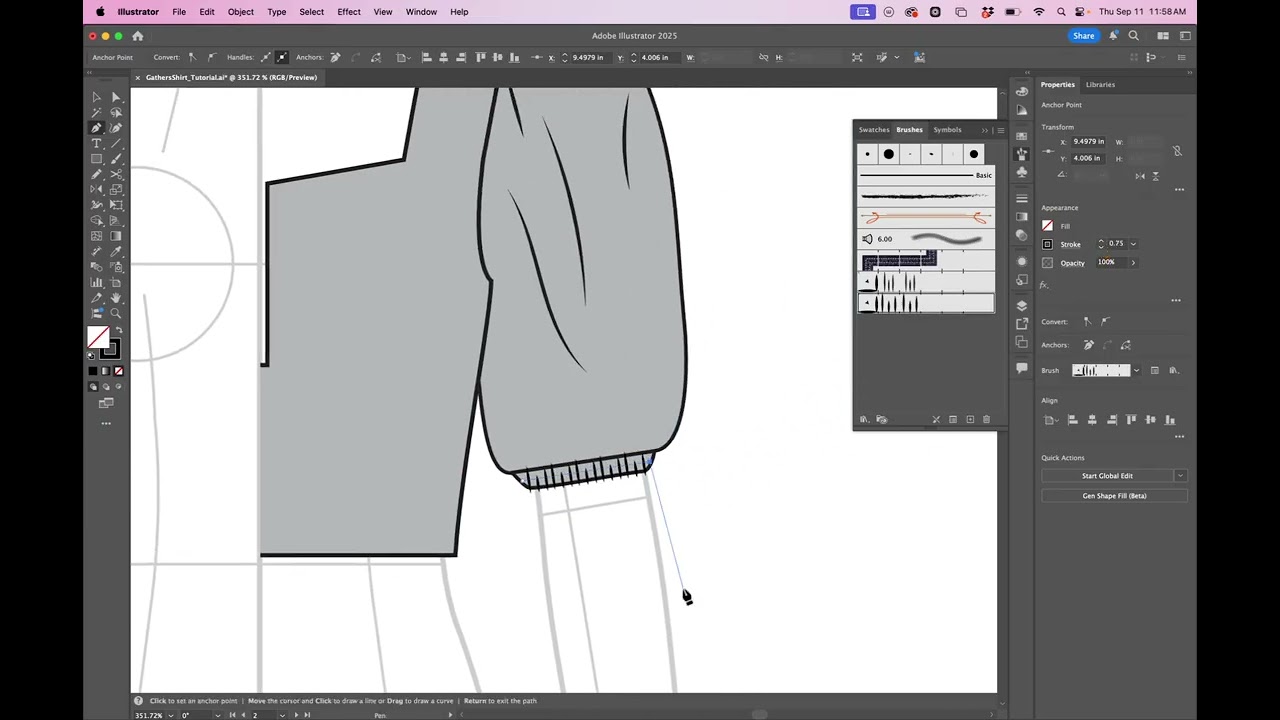 Creating an Elastic Pattern Brush in Adobe Illustrator for Fashion Flat Drawing