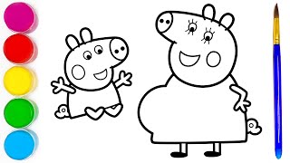 Little Peppa Pig and Mom - Drawing, Painting, Coloring for Kids and Toddlers