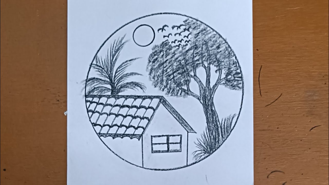 How to draw easy circle scenery/Easy scenery drawing step by step ...