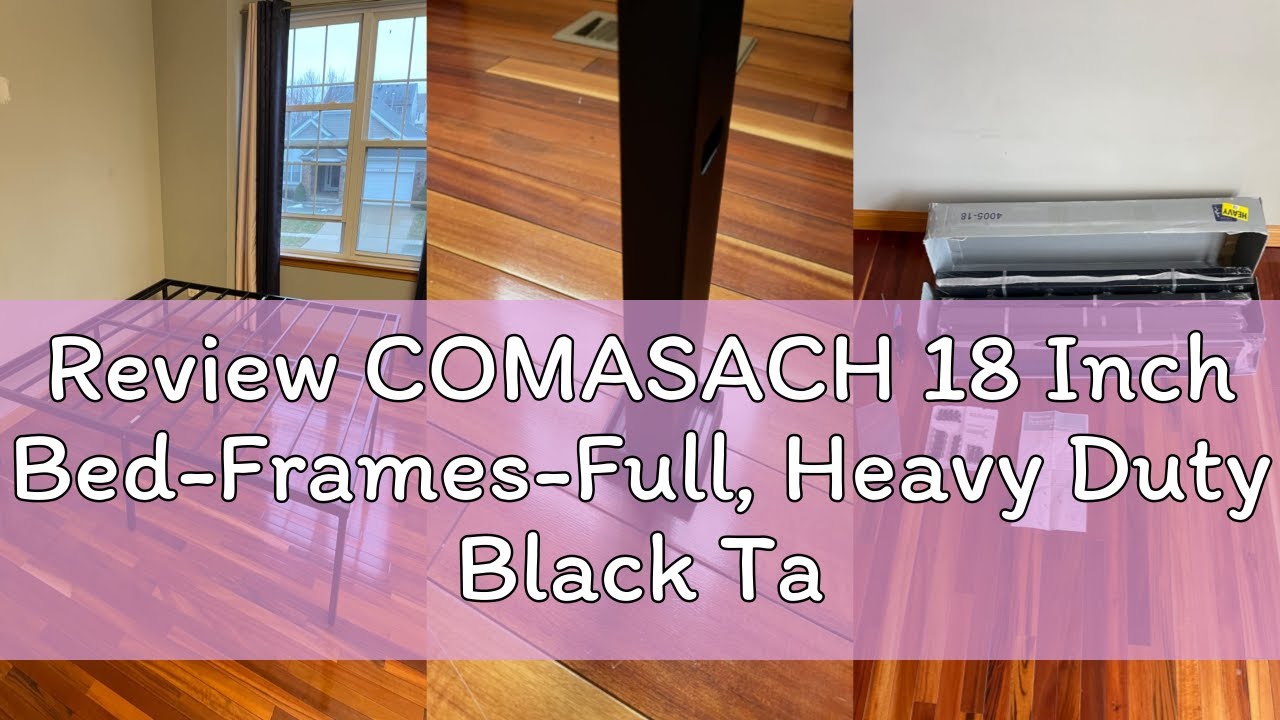 Review COMASACH 18 Inch Bed-Frames-Full, Heavy Duty Black Tall Metal Bed Frame No Box-Spring Needed,