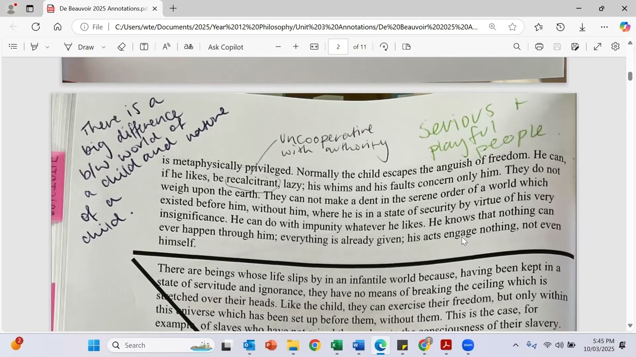 VCE Philosophy - De Beauvoir 2025 with Ms White