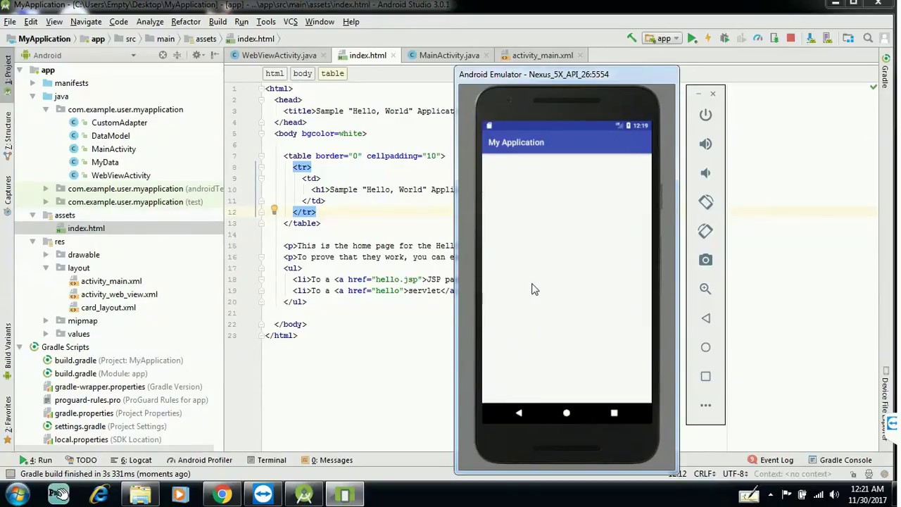 How to add html file in new android studio 3.0 project - YouTube