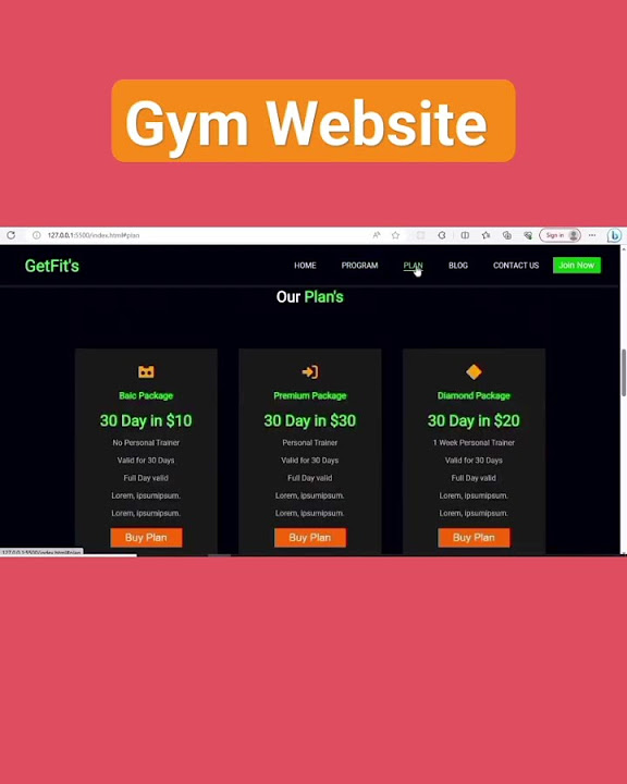 Gym Website Using HTML CSS and JavaScript in Hindi #shorts - YouTube