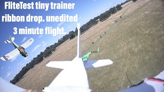 Unedited three minute flight of the Flitetest Tiny Trainer. towing ribbon.#rcplane#easytofly