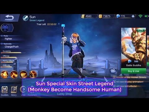 Sun Special Skin Street Legend Gameplay Monkey Become Handsome Human - Mobile Legend - Indonesia @DeltaGamingID