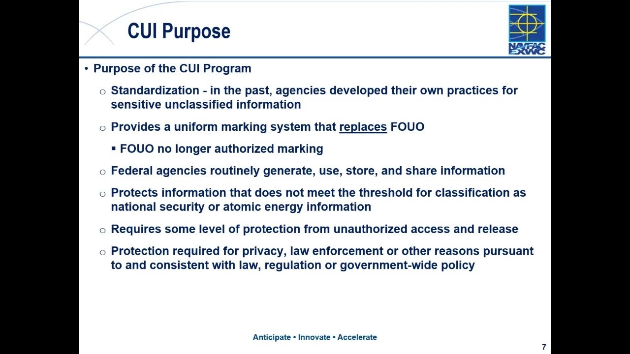 NAVFAC OER2 Webinar: Protecting CUI in Environmental Documents