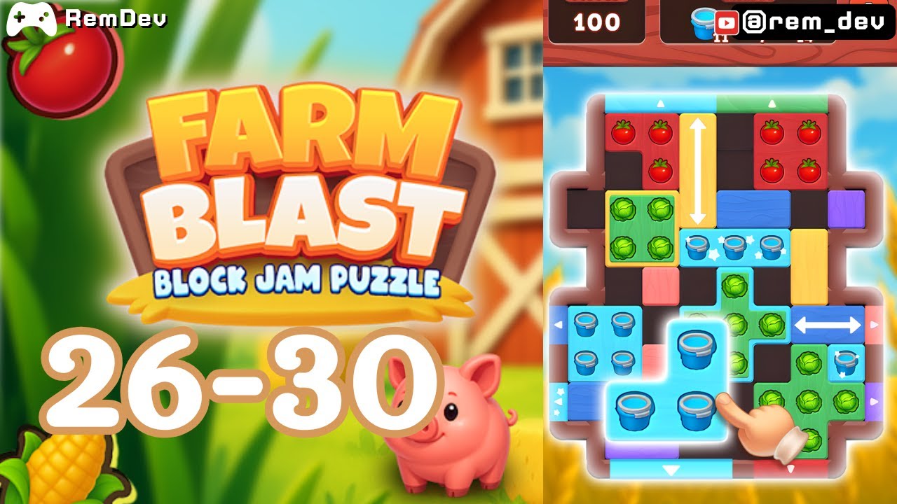 Farm Blast: Block Jam Puzzle Level 26, 27, 28, 29 & 30