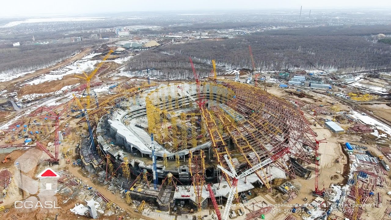 Аэросъемка строительства стадиона "Самара Арена"/"Космос Арена"