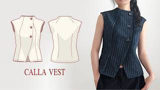 CALLA VEST Sewing Tutorial | Asymmetric Vest Top PDF Pattern