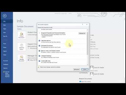 How To Inspect Document For Issues Word 2016