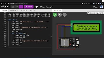 Montaje 24: Programado en un ESP32 con python en wokwi en una LCD 2 X 16 con I2C.