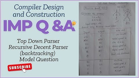 Recursive Decent Parser || Syntax Analysis || #importantquestions