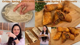 सिर्फ 1 मिनट में Spring Roll With Homemade Spring Roll Sheets |Crispy & Crunchy Spring Rolls, Snacks