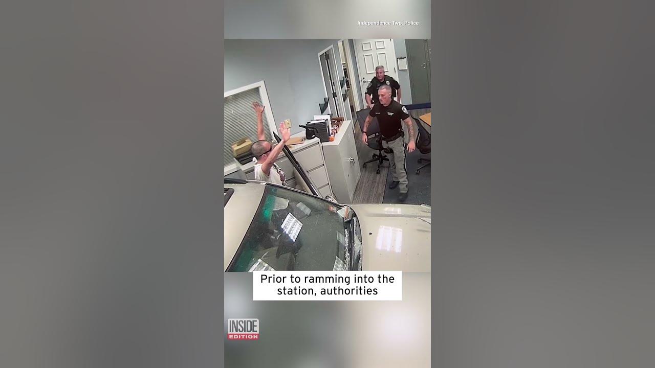 Suspect Plays ‘Welcome to the Jungle’ as Car Crashes Into Police Station #shorts