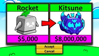 Trading From Rocket to KITSUNE in 24 Hours (Blox Fruits)