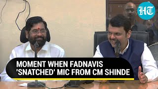 Fadnavis 'snatches' mic from CM Shinde, cut him short during presser | TMC cries 'insult'