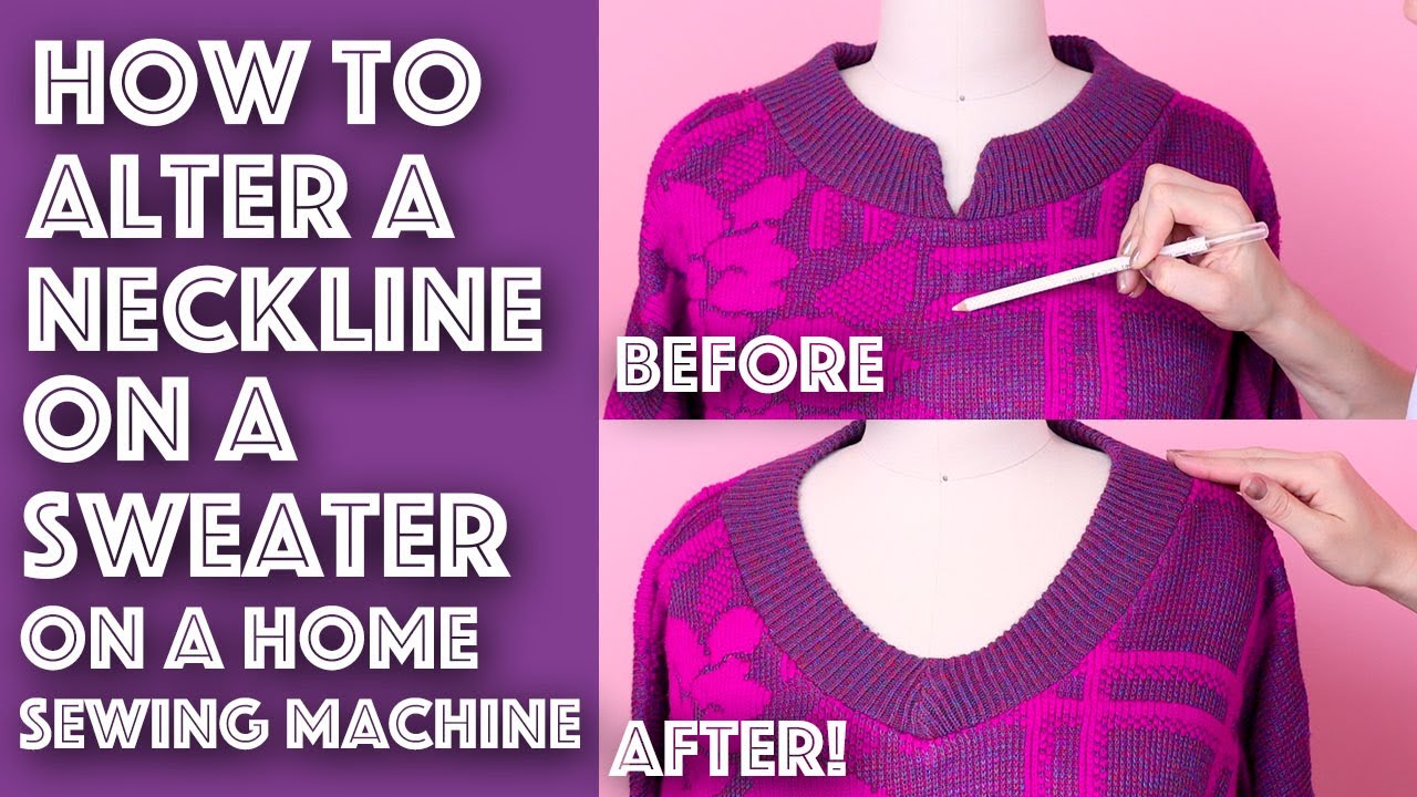 How To Change The Neckline on a Sweater From Crew Neck to V-Neck