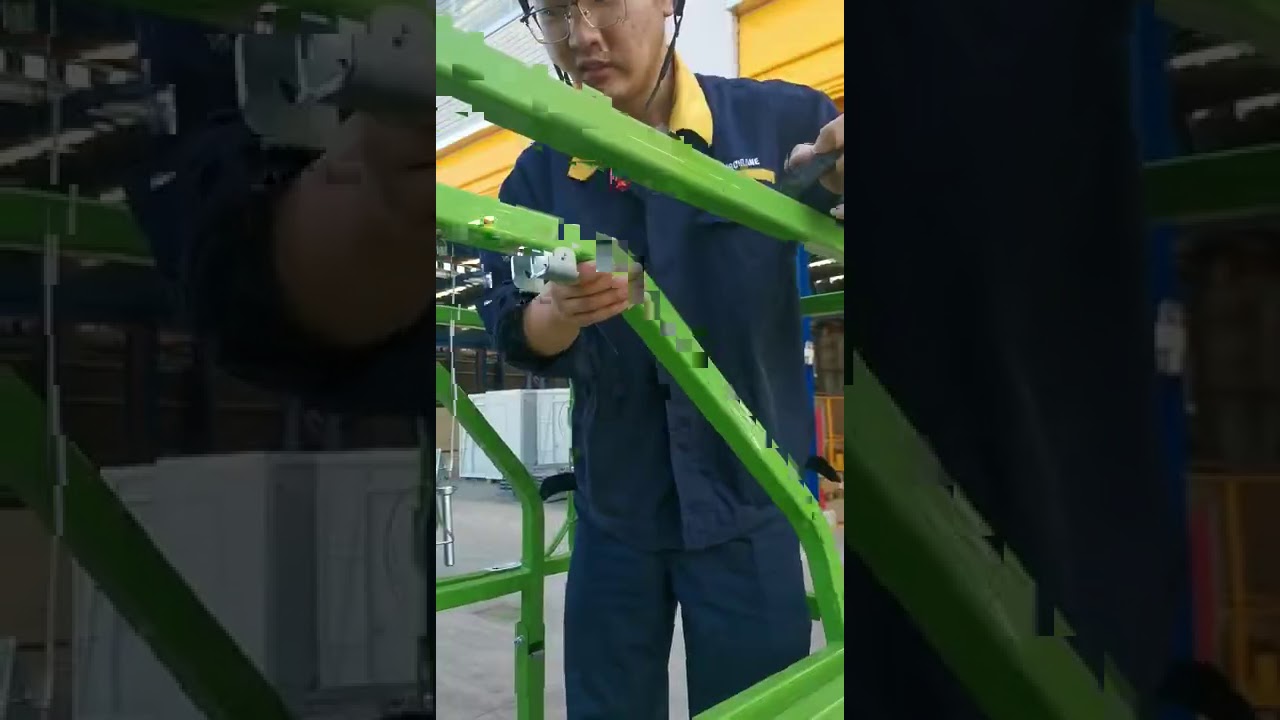 How to use a fold guardrails of FRONTEQ scissor lift. YouTube
