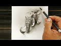 Pencil drawing of an elephant with easy steps! Realistic art/