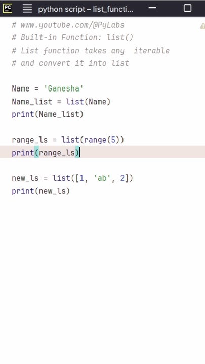 Create List In Different Ways Using Python Built-In Function list() # ...