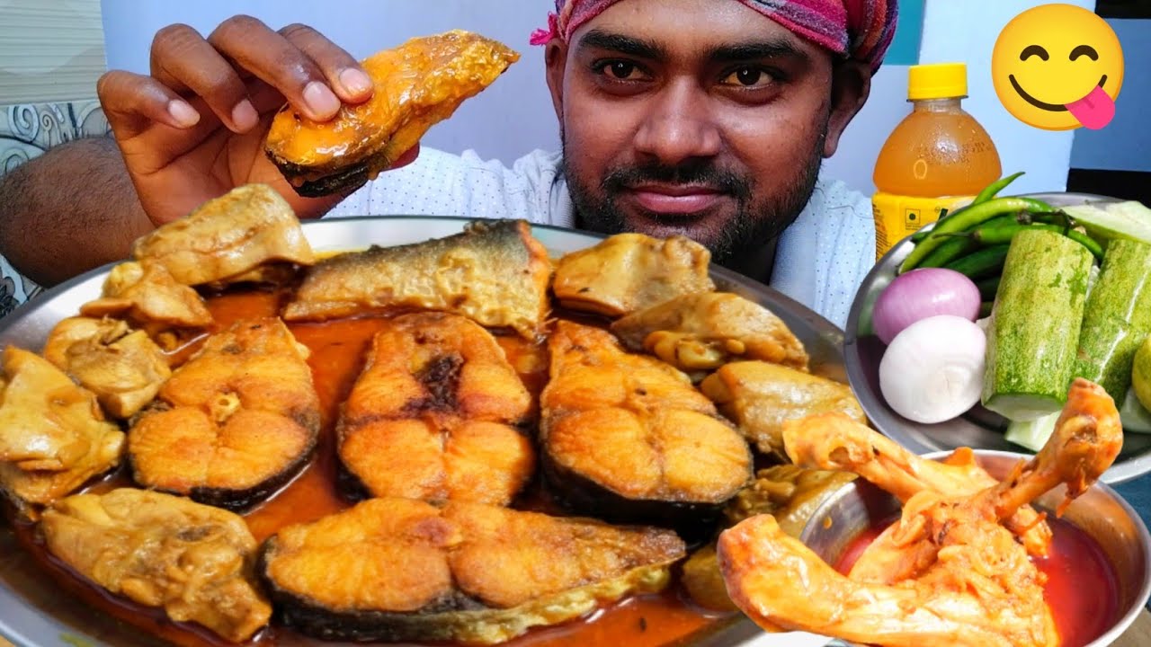 OH NO Eating Very Spicy Big Fish Curry & Chicken Leg Piece Curry l Green Chilli Eating l Pangas Fish