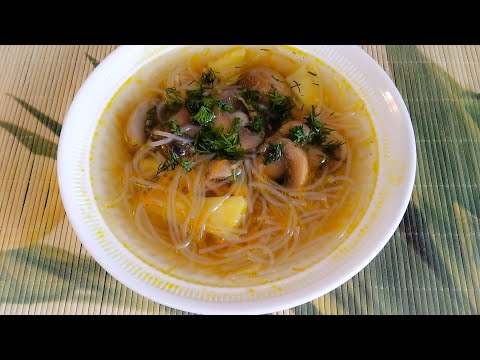 Видео рецепт Грибной суп с фунчозой