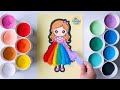 How to draw a pretty princess sand painting and coloring for kids  toddlers  jelly loulou art