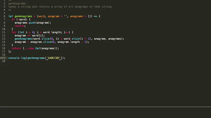 JavaScript (ES6) - Algorithms - (genAnagrams) - find all possible anagrams of a string