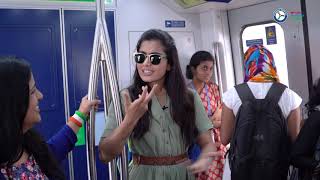 Tollywood Actress Rashmika Manadanna Travels In Hyderabad Metro Rail screenshot 4
