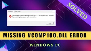 How to Fix Missing VCOM100.DLL Error - Windows 32 & 64-bit How to Fix Missing VCOM100.DLL Error - Windows 32 & 64-bit