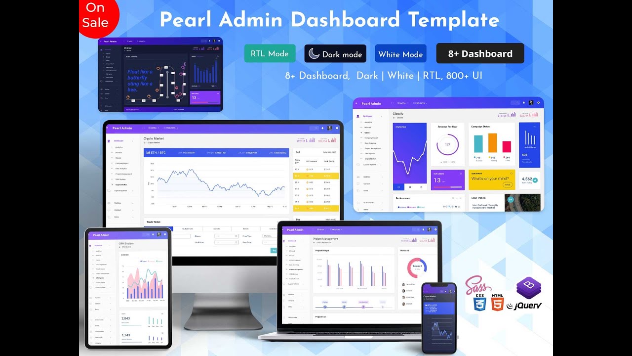 Bootstrap Admin Dashboard & WebApp UI UX interface design – Pearl - YouTube