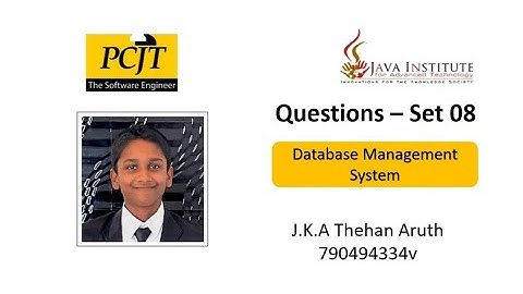 Question Set 08 | Database Management System | Java Institute | J.K.A Thehan Aruth