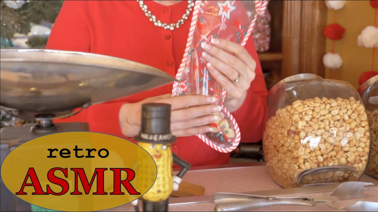 Christmas Candy at the Peanut Shoppe  ✨ Vintage ASMR ✨ Crinkly Cellophane, Lids & Jars, Soft Spoken