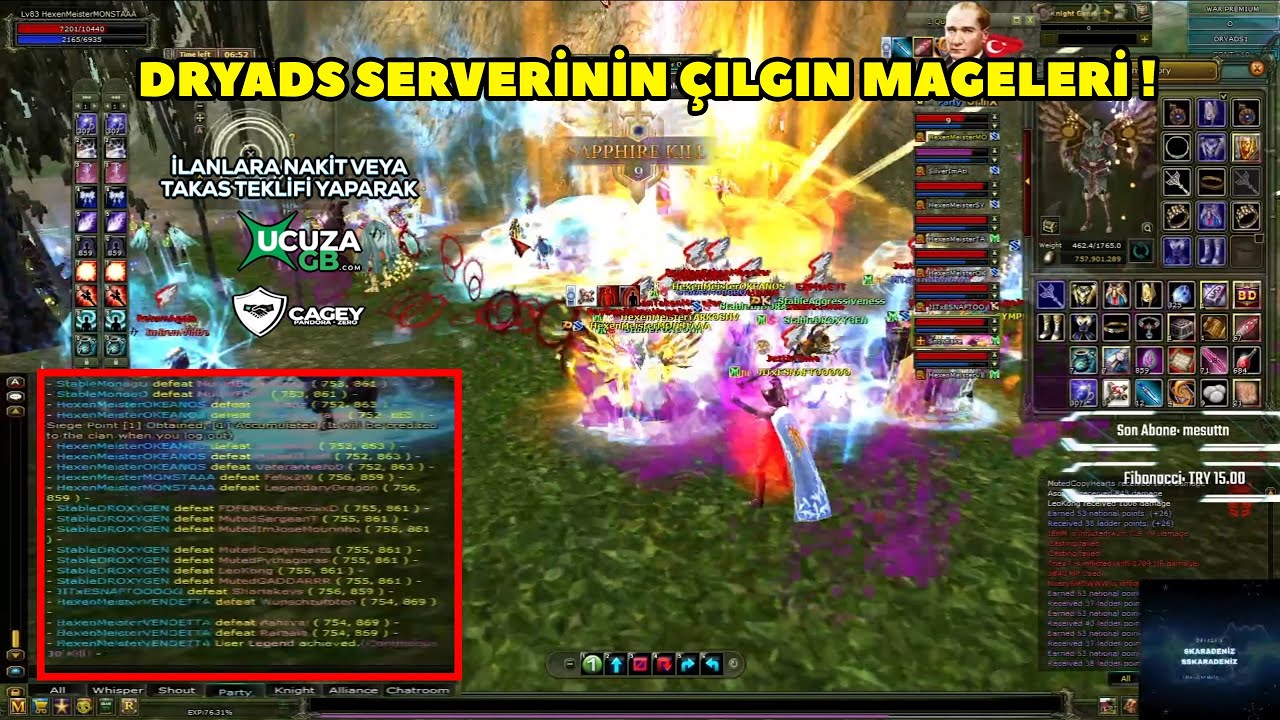 RaybanTakanMageler - (Dryads) Serverinde Cz'nin En Yoğun Saatinde PK'ya Çıkıyor ! Knight Online