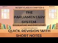 NCERT CLASS 8 Social Science CH 6 II QUICK REVISION AND QUESTIONS II THE PARLIAMENTARY SYSTEM II