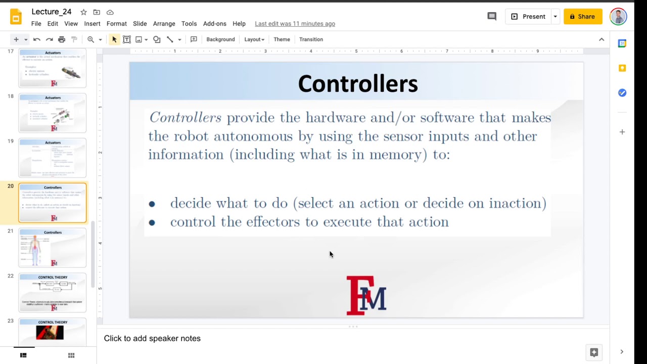 CS330 Lecture 24: Definitions and Introduction to Control Theory
