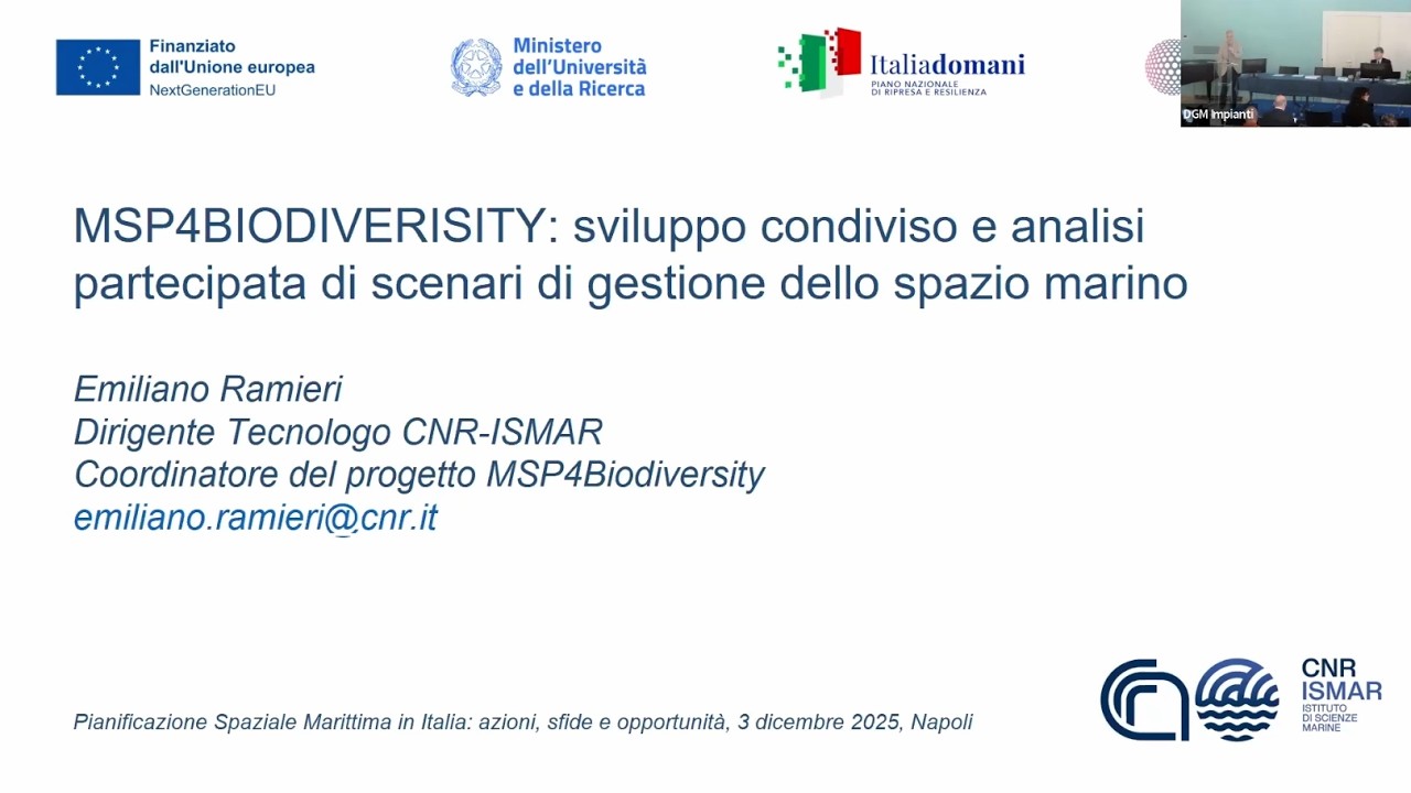 Workshop PIANIFICAZIONE SPAZIALE MARITTIMA IN ITALIA. Emiliano Ramieri