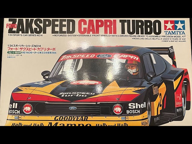 Tamiya zakspeed ford capri turbo 1/24 model kit, unboxing pre
