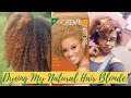 Dyeing my Natural Hair Blonde At Home! | Creme of Nature Lightest Blonde