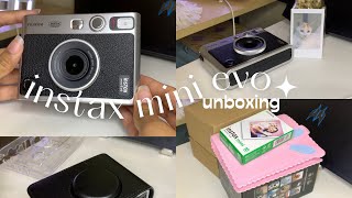 unboxing fujifilm instax mini evo 🎞️ | accessories | demo | best hybrid camera | asmr