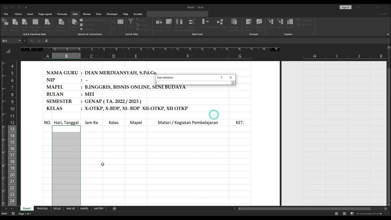 Aplikasi jurnal harian guru ms excel 2023 youtube