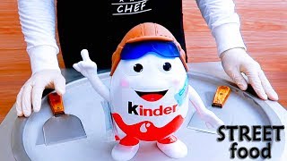 آكلات الشوارع حول العالم - ايس كريم على الصاج ب ببيضة الكيندر العملاق - kinder - big