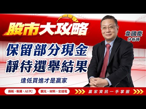 2024/01/08#韋國慶 #股市大攻略: 保留部分現金 靜待選舉結果 逢低買進才是贏家【面板| 航運| AI PC| 觀光| 材料| 宏達電 | 】