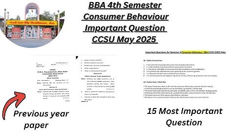 Important Question Consumer Behaviour BBA 4th Semester CCSU May 2025 #bba #4thsemesterexam #ccsu