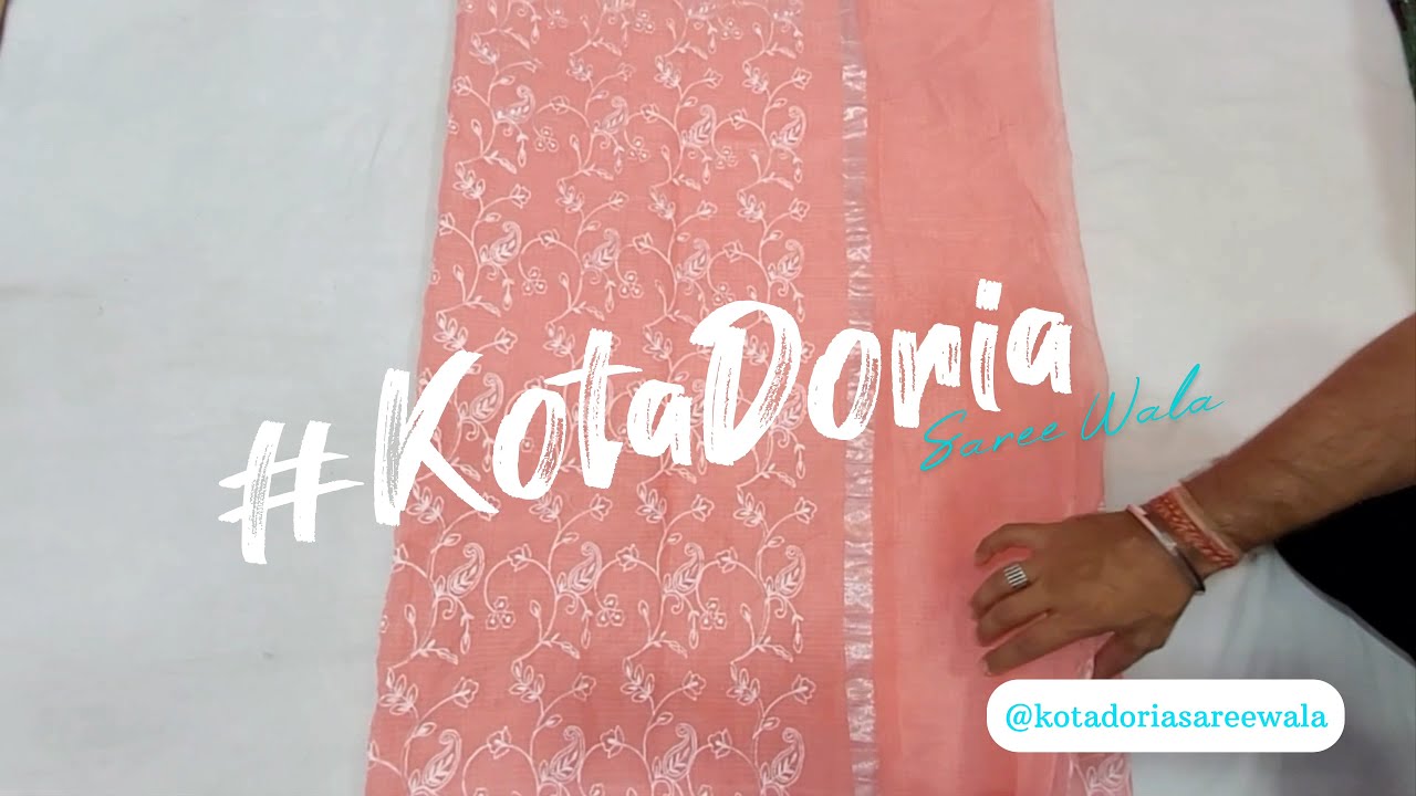 Shop Kota Doria Sarees with Chikankari Embroidered Work from Authentic Seller Since 1975 - Buy Now!