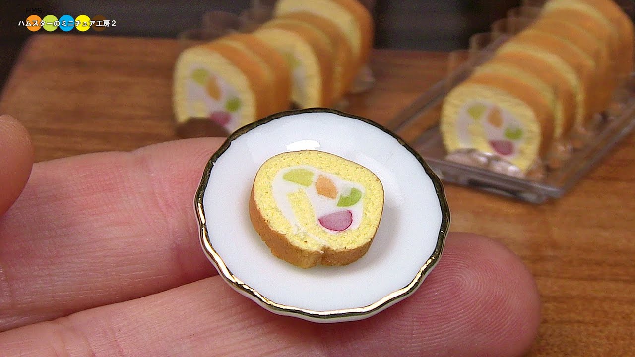 Diy Fake Food Miniature Fruit Roll Cake Swiss Roll ミニチュアフルーツロールケーキ作り Youtube