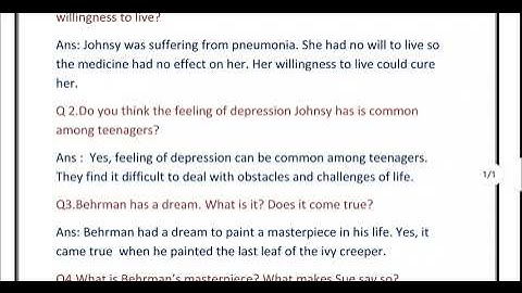 The Last Leaf | Chapter 7,Class 9th English (Moments)| easy and short Q/Ans withfull explanation.